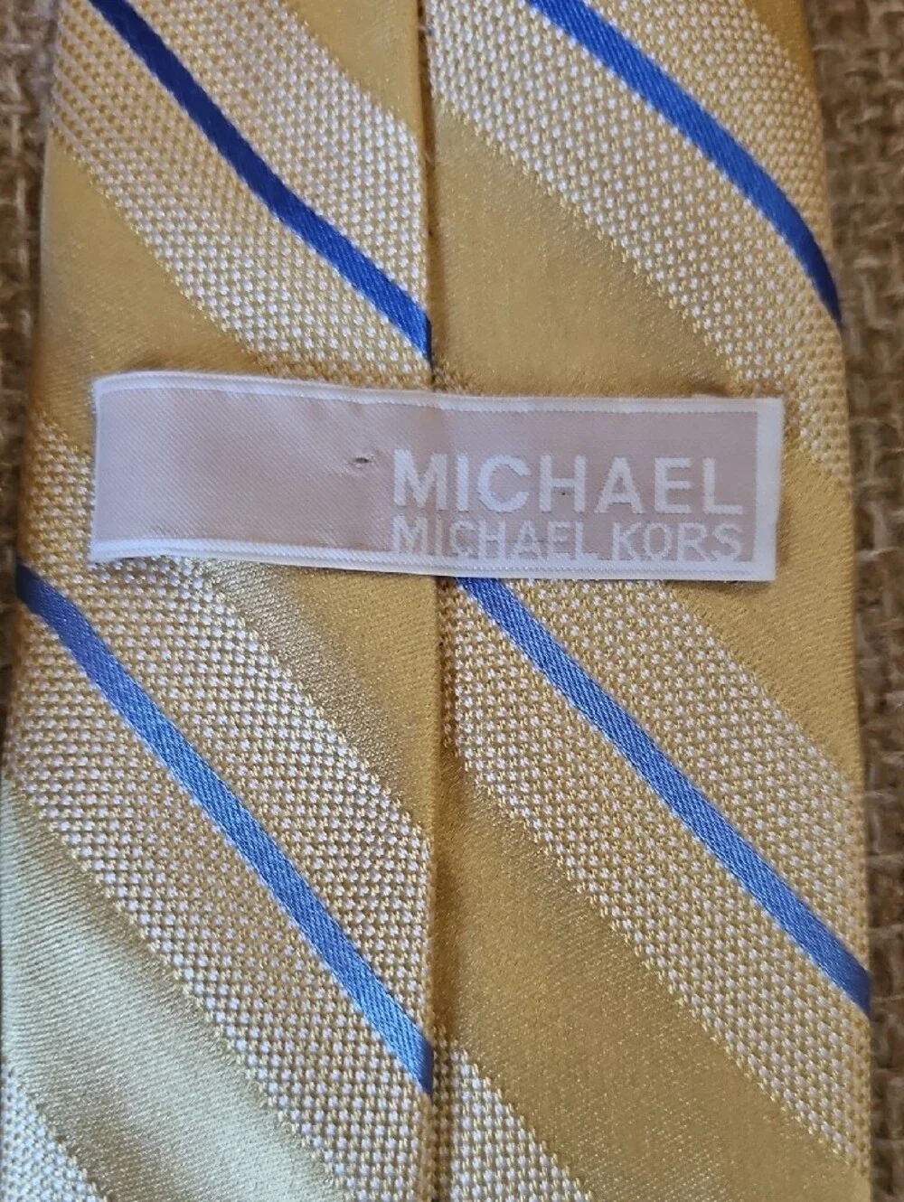Michael Kors Gold Tie with Blue and White Stripes